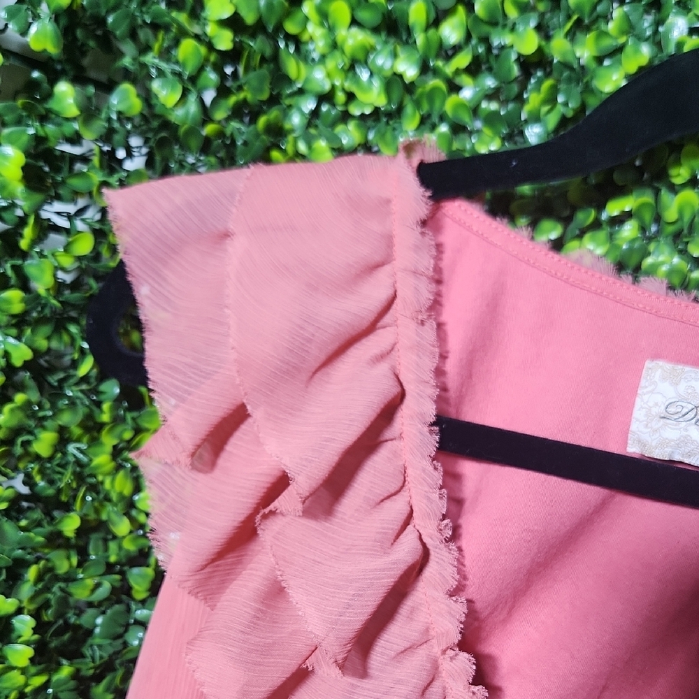 Anthropologie Pink Ruffle Blouse - Picture 3 of 11